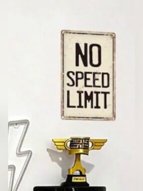 SMALL/MINI — “No Speed Limit” — Wall Sign - Black on RUSTIC/AGED Cream